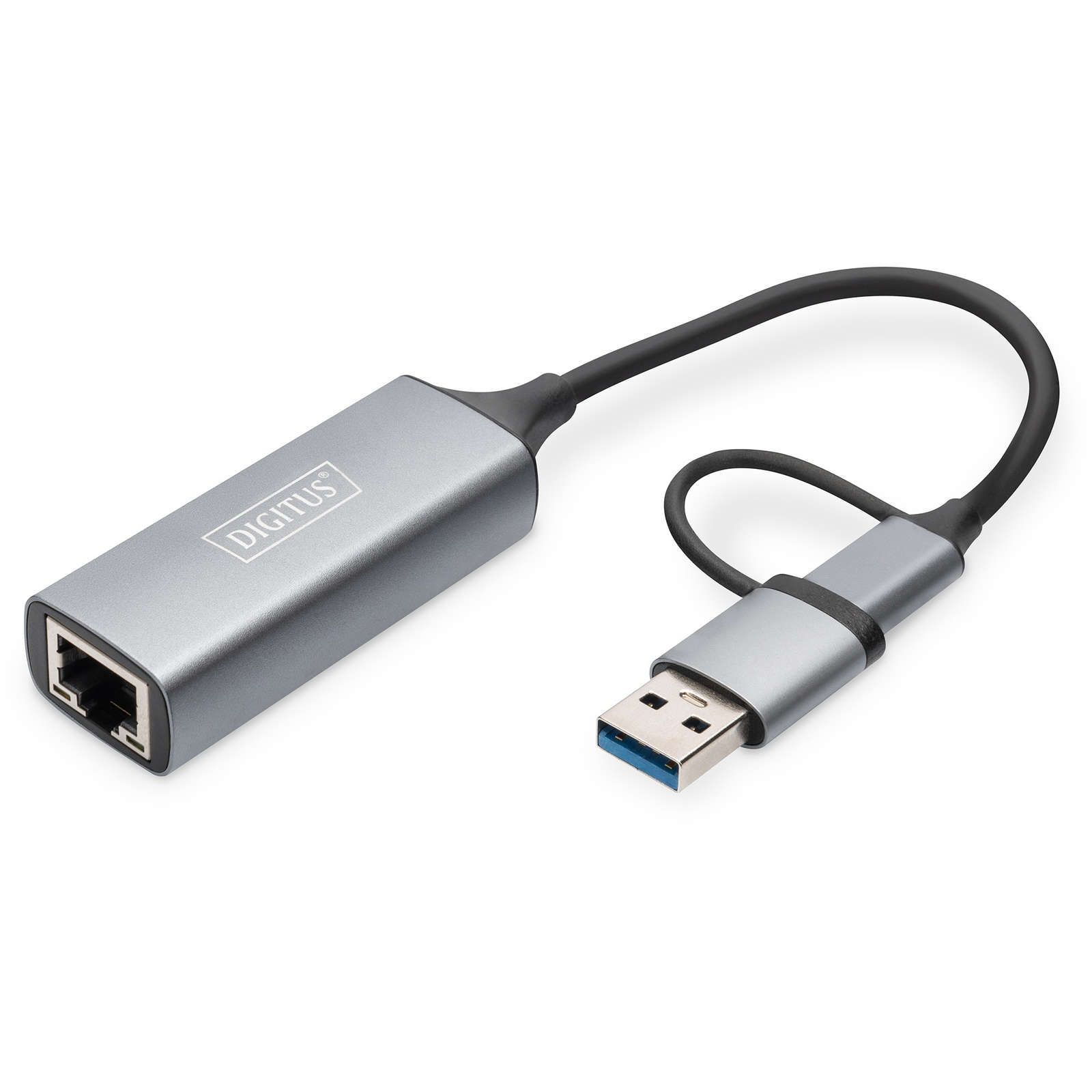 Kabelová síťová karta USB 3.1 Typ C + USB A až 1x RJ45 2.5 Gigabit Ethernet (DN-3028)